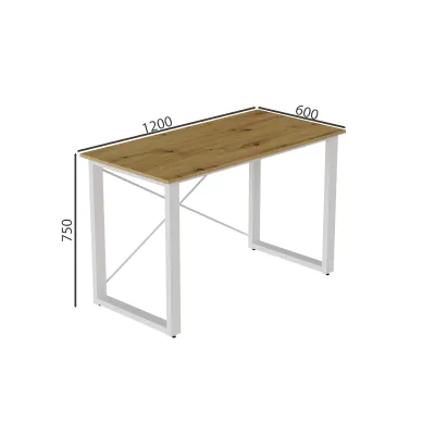 Письмовий стіл Ferrum-decor Драйв 750x1200x600 Білий метал ДСП Дуб Артізан 32 мм (DRA167)