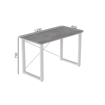 Письменный стол Ferrum-decor Драйв 750x1200x600 Белый металл ДСП Бетон 32 мм (DRA168)
