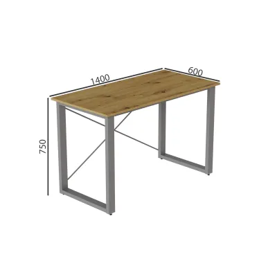 Письмовий стіл Ferrum-decor Драйв 750x1400x600 Сірий метал ДСП Дуб Артізан 32 мм (DRA181)