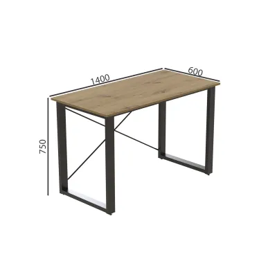 Письмовий стіл Ferrum-decor Драйв 750x1400x600 Чорний метал ДСП Дуб Артізан 16 мм (DRA048)