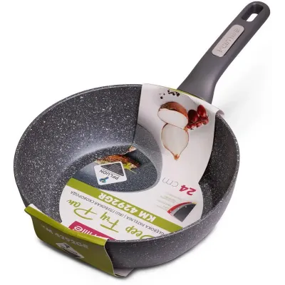 Сковородка-сотейник Kamille Granite диаметр 24см с гранитным антипригарным покрытием DP36339