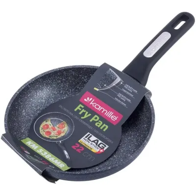 Сковородка Kamille Karelian диаметр 22см Induction с мраморным антипригарным покрытием DP36406