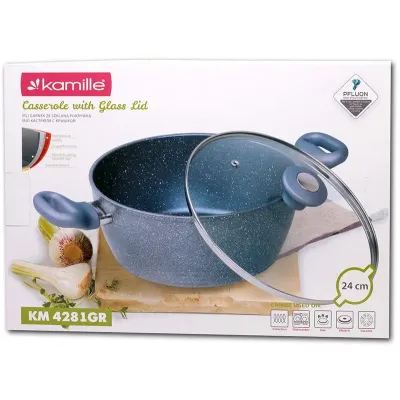 Кастрюля Kamille Grey Gotland 4л с гранитным антипригарным покрытием DP36555