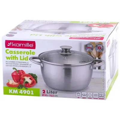 Кастрюля Gladys 5л из нержавеющей стали, с мерной шкалой DP36695 Kamille