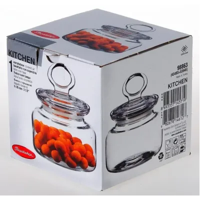 Банка Pasabahce для продуктов Kitchen 614 мл со стеклянной крышкой DP37673