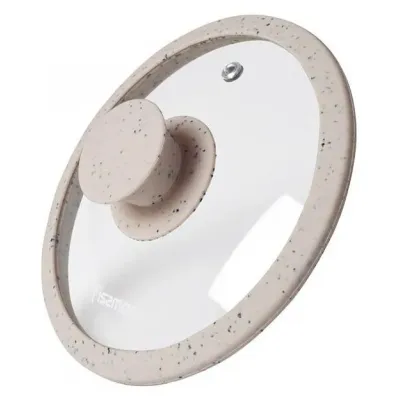 Крышка стеклянная Fissman Arcades диаметр 16см с силиконовым ободом бежевый мрамор DP38677