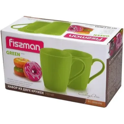 Набор Fissman 2 керамические кружки Sunshine 300 мл зеленые DP39371
