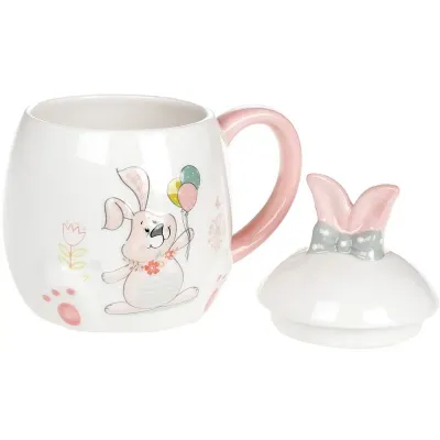 Чашка ceramic с крышкой Bona Веселый кролик 450 мл DP39622