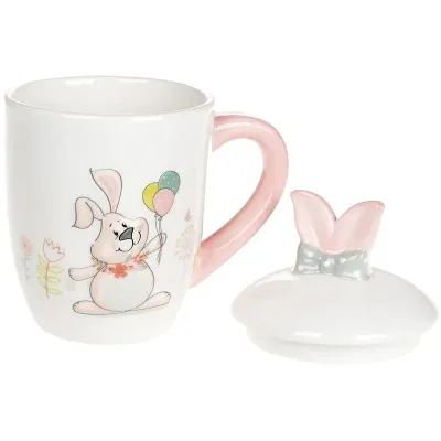 Чашка ceramic с крышкой Bona Веселый кролик 360 мл DP39630 Чашка ceramic с крышкой Bona Веселый кролик 360 мл DP39630