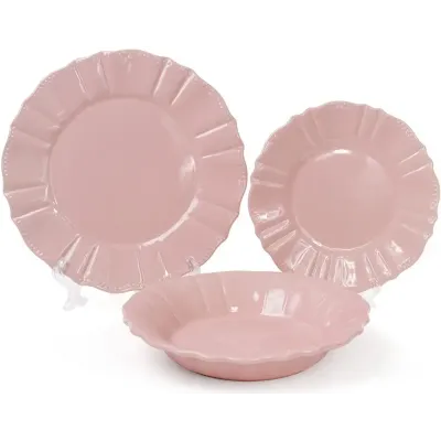 Набор Bona 6 глубоких тарелок Leeds Ceramics SUN диаметр 23см каменная керамика Розовые DP40162