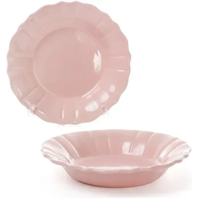 Набор Bona 6 глубоких тарелок Leeds Ceramics SUN диаметр 23см каменная керамика Розовые DP40162
