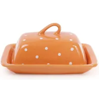 Масленка ceramic Белый горошек 21х12х16.5 см оранжевая Bona DP41342