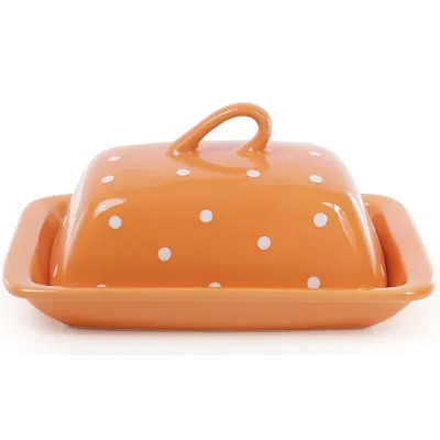 Масленка ceramic Белый горошек 21х12х16.5 см оранжевая Bona DP41342 Масленка ceramic Белый горошек 21х12х16.5 см оранжевая Bona DP41342