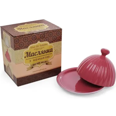 Масленка ceramic Артемида круглая диаметр 14 см клубничная Bona DP41348