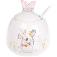 Сахарница ceramic Веселый кролик с шариками с керамической ложкой Bona DP41414 Сахарница ceramic Веселый кролик с шариками с керамической ложкой Bona DP41414