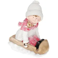 Фигура ceramic Мальчик в белом на санках 41 см Bona DP42289