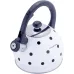 Чайник 2л из нержавеющей стали со свистком в горошек белый Kamille DP112953