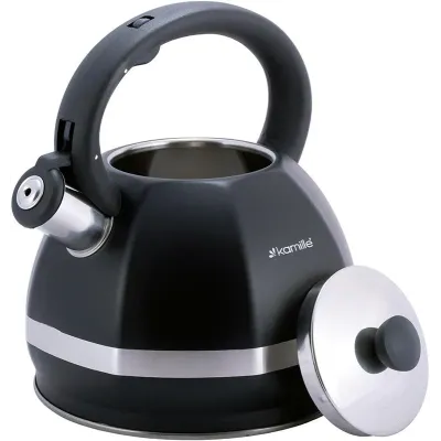 Чайник 3л из нержавеющей стали со свистком черный Kamille DP112959