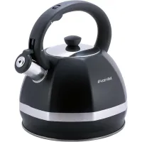 Чайник 3л из нержавеющей стали со свистком черный Kamille DP112959