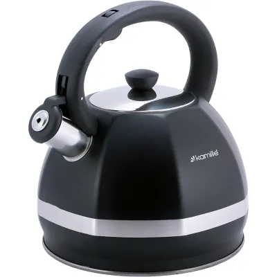 Чайник 3л из нержавеющей стали со свистком черный Kamille DP112959