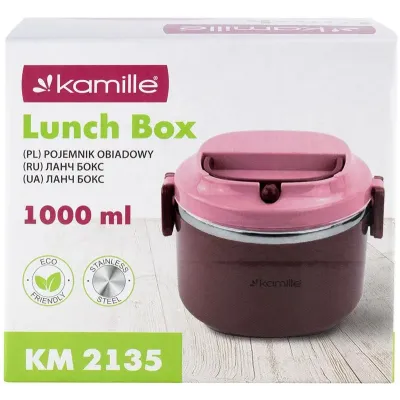 Ланч-бокс пластик и нержавеющая сталь зеленый 1000мл Kamille DP112986 Ланч-бокс пластик и нержавеющая сталь зеленый 1000мл Kamille DP112986