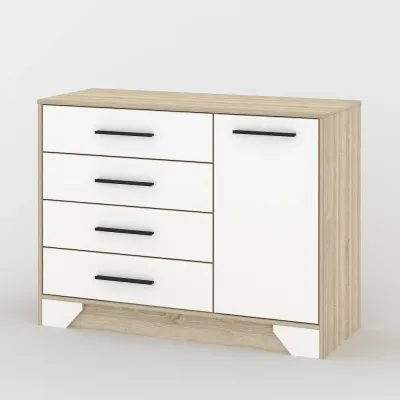 Комод Тиса Мебель 110 Дуб сонома Белый 85x40x112 см
