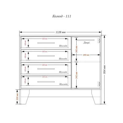Комод Тиса Мебель 111 Дуб сонома Белый 95x40x112 см