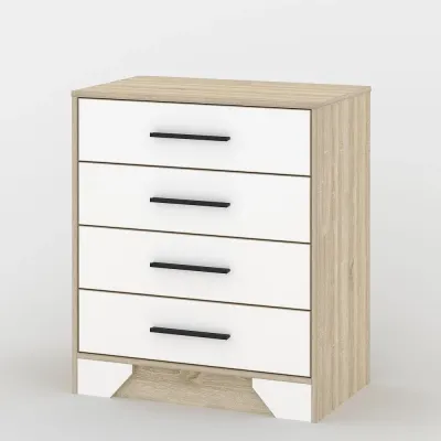 Комод Тиса Мебель 116 Дуб сонома Белый 85x40x73.5 см
