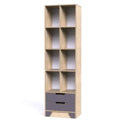 Шкаф-Стеллаж Тиса Мебель Модуль-102 Дуб сонома Графит 205x40x60 см