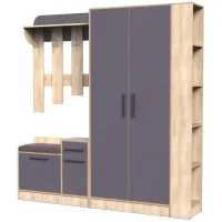Прихожая Тиса Мебель Прихожая-35 Сонома Графит 205x35x200 см