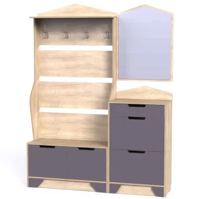 Прихожая Тиса Мебель Прихожая-128 Сонома Графит 199x35x150 см