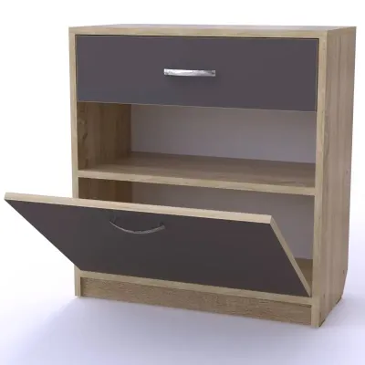 Тумба для взуття Тиса Мебель ТО-102 1 Сонома Графит 64.5x60 см