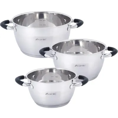 Набор 3 кастрюли Marsaili 1.8л 2.5л 3.5л с силиконовыми ручками Kamille DP36504