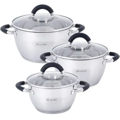 Набор 3 кастрюли Marsaili 1.8л 2.5л 3.5л с силиконовыми ручками Kamille DP36504
