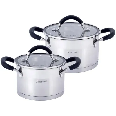 Набор 2 кастрюли Marsaili 2л и 2.7л с силиконовыми ручками Kamille DP36682