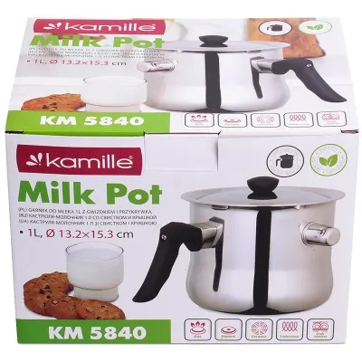 Молоковарка 1л со свистком и стальной крышкой Kamille DP37001
