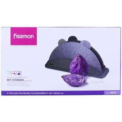 Набор Fissman 3 сложные разделочные доски 28х28см на подставке gray DP37932