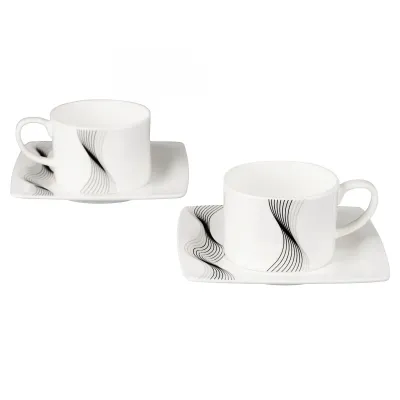 Набор чайных чашек с блюдцами Lora Белый H15-001 220ml Набор чайных чашек с блюдцами Lora Белый H15-001 220ml