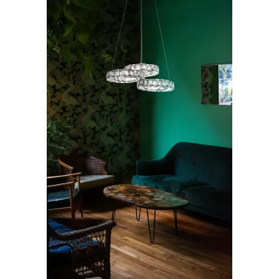 Люстра Brille Хрустальные кольца LED 30W Хром