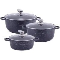 Набор 3 кастрюли Landes Black 2.3л 4.5л 6.5л с двумя прихватками Kamille DP36495