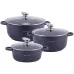 Набор 3 кастрюли Landes Black 2.3л 4.5л 6.5л с двумя прихватками Kamille DP36495