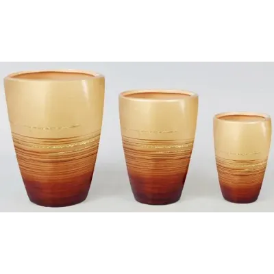 Набор 3 вазы Gold Motifs Brown 17.5 см 15 см и 12 см Bona DP41664