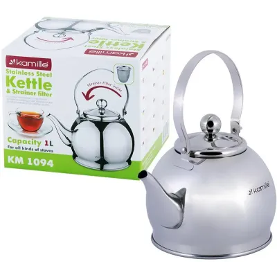 Чайник 1л из нержавеющей стали со съемным ситечком Kamille DP112961