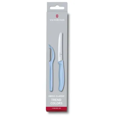 Набір з ножа та овочечистки Victorinox Swiss Classic Paring Set Світло блакитний (6.7116.21L22)