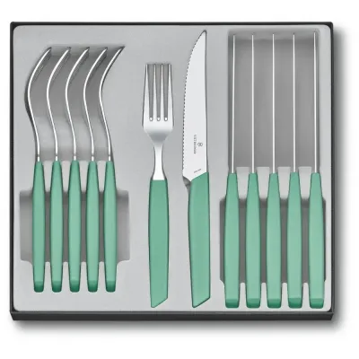 Набор столовых приборов Victorinox Swiss Modern Table Set 12 предметов Зеленый (6.9096.12W41.12)