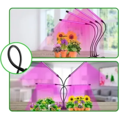 Фитолампа для растений Plant GrowLight светодиодная с таймером черная