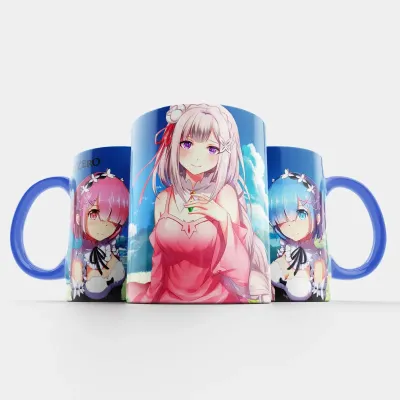Чашка Fan Girl Рем Рам и Эмилия Ре:Зеро Жизнь с нуля - Re: Zero (14898) 330 мл Голубой