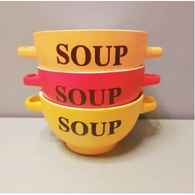 Набір бульйонниць-піал з ручками 650 мл 6 шт кераміка SOUP SNT 20338 Набір бульйонниць-піал з ручками 650 мл 6 шт кераміка SOUP SNT 20338