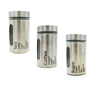 Набор банок для сыпучих продуктов 560 мл Coffee Tea Sugar S&T 7028-01