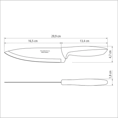 Нож Chef Tramontina Plenus 178 мм Light grey (6740787)